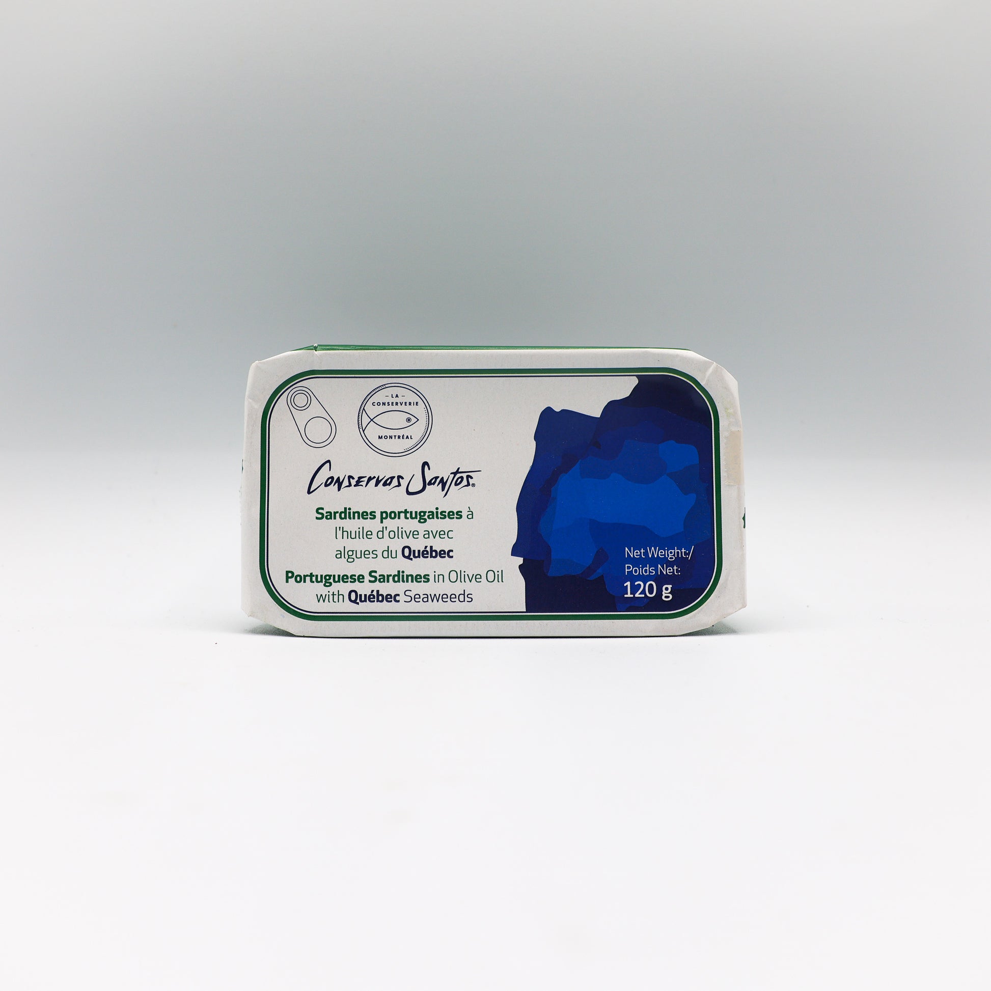 Sardines à l'huile d'olive avec algues du Québec