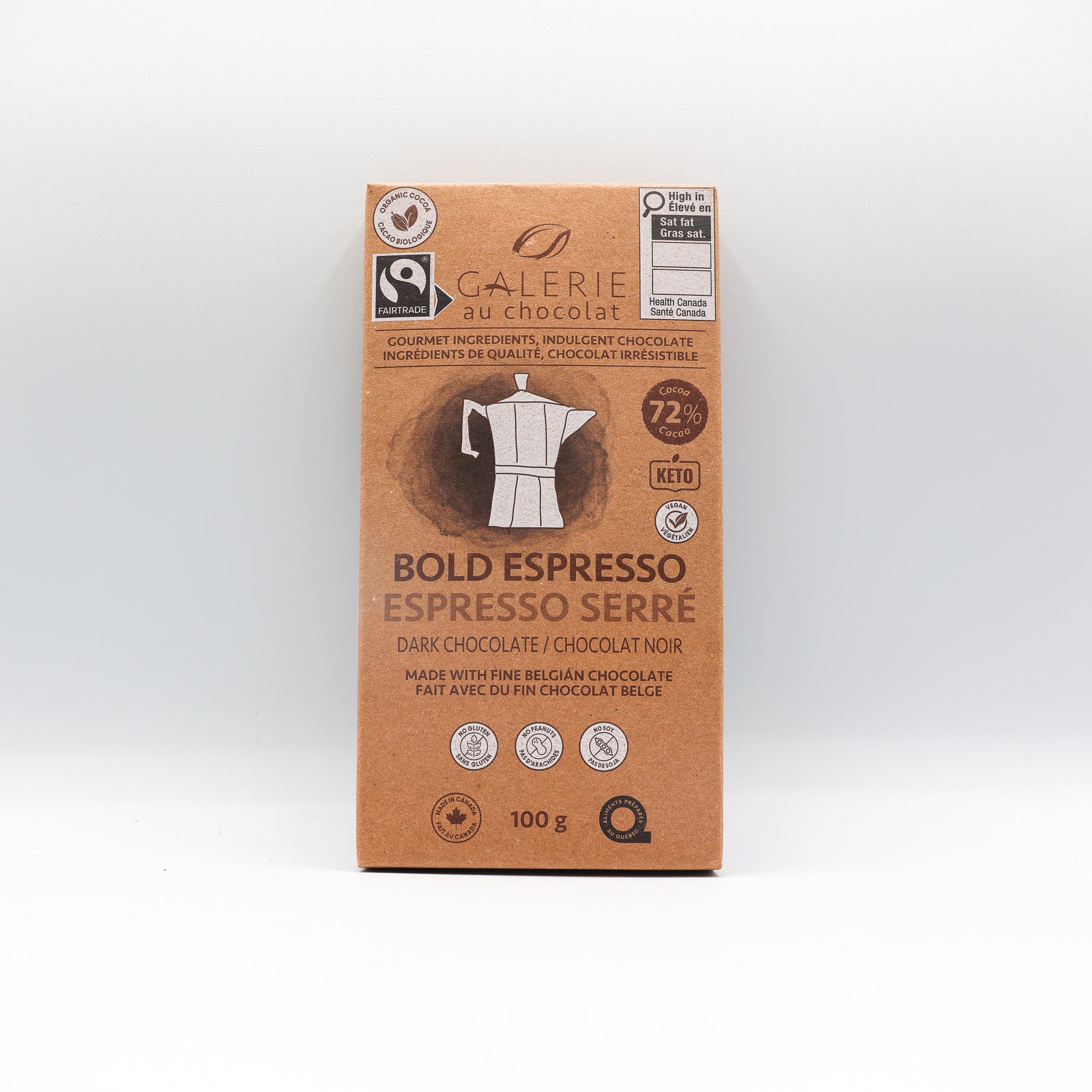 Chocolat bio noir espresso serré